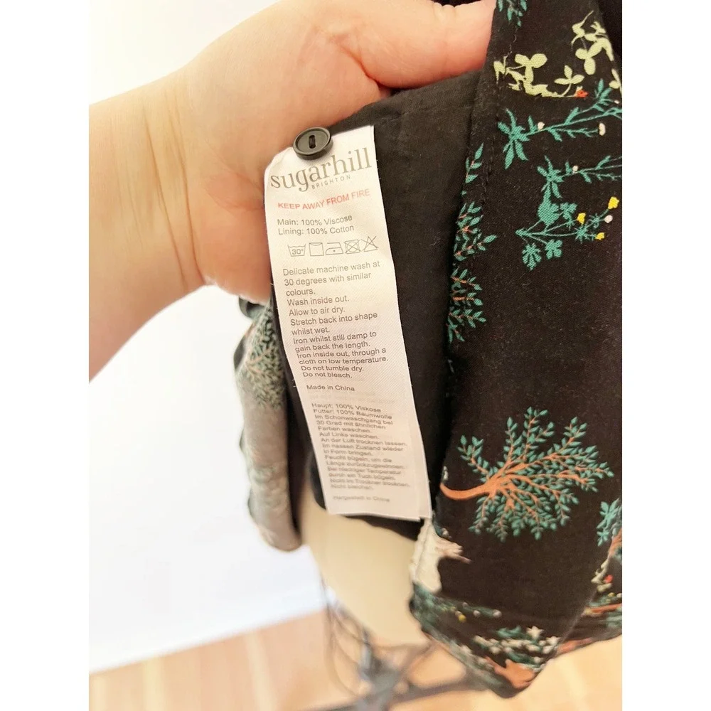 Modcloth Sugarhill Mini Dress Black Unicorn Woodland Print Long Sleeve Whimsical - Picture 8 of 9